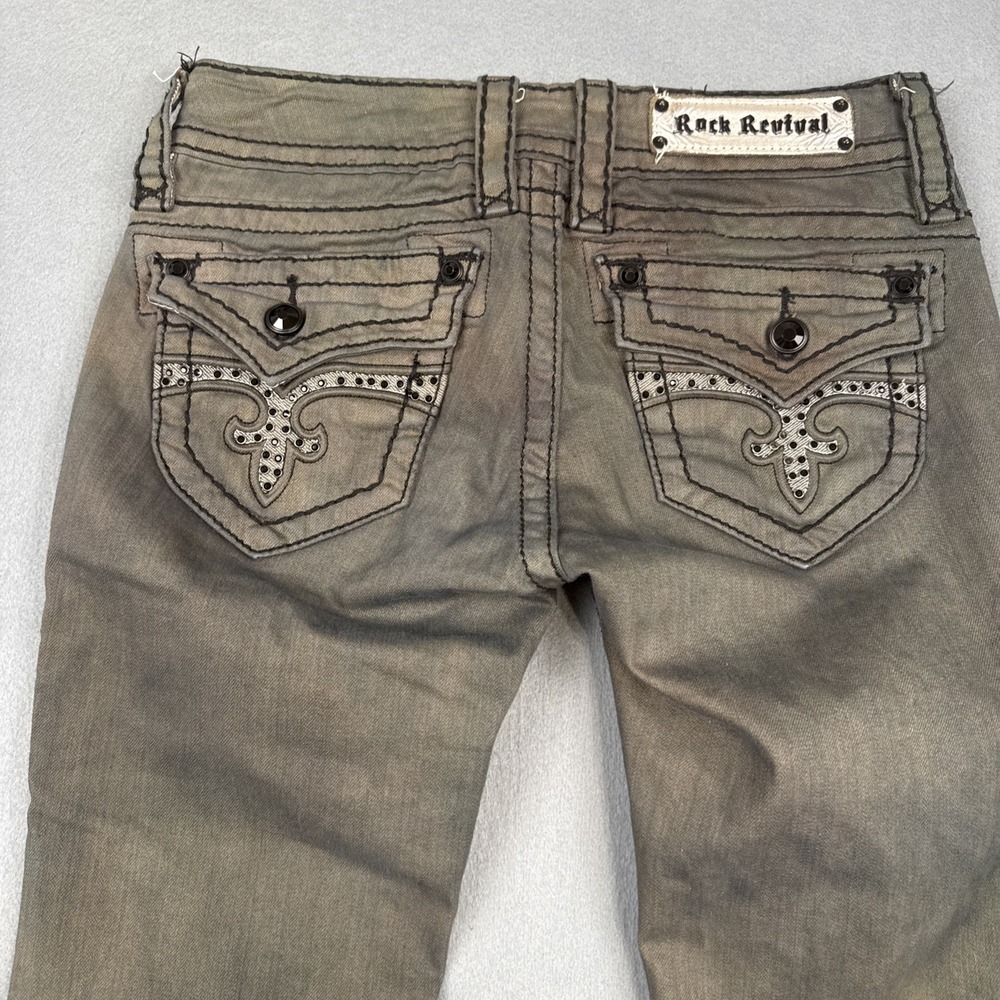 Rock Revival Jeans Womens 26/32 BLK (TYE DYE)? Jen STRAIGHT Low Rise Stretch